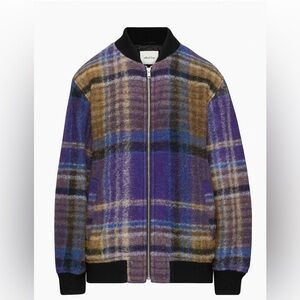 Aritzia Plaid Jacket in Purple and Brown